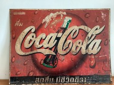 Vintage Coca-Cola Thai Metal Sign 1950s Original Rare Advertising Plate comprar usado  Enviando para Brazil