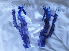 BLANCO SATINADO Azul Índigo Encaje Sissy Bragas para Hombres CD TV Sexy Damas Bragas segunda mano  Embacar hacia Mexico