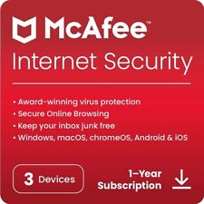 McAfee Internet Security 2025 3 dispositivos 1 año 5 minutos entrega por correo electrónico segunda mano  Embacar hacia Argentina