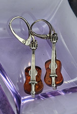 Brincos pendurados de prata esterlina 925 polonês âmbar báltico 1,75 pol. alavanca de guitarra traseira comprar usado  Enviando para Brazil