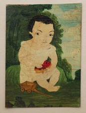 Arte popular - Estudo de uma criança com um carrinho de brinquedo - Escola primitiva comprar usado  Enviando para Brazil