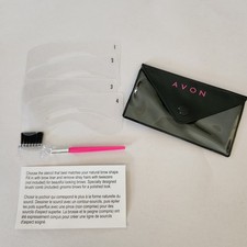 Kit de sobrancelhas Avon com pincel rosa / pente e estênceis - bolsa de armazenamento, usado comprar usado  Enviando para Brazil