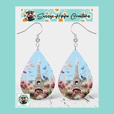 Brincos 3D Torre Eiffel Borboleta Flores Paris MDF Gancho Costas Sublimado à Mão comprar usado  Enviando para Brazil