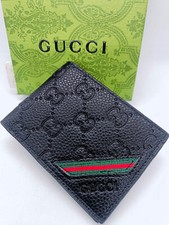 Carteira de Couro Preta com Slots para Cartão de Crédito Gucci Logo Bi-Fold Gucci Verde Faixa Vermelha, usado comprar usado  Enviando para Brazil