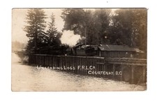 HW245 Canadá BC British Columbia - Courtenay - Descarregando registros do trem - RPPC comprar usado  Enviando para Brazil