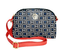 Bolsa tiracolo TOMMY Hilfiger pequena assinatura cúpula azul cinza com alça laranja, usado comprar usado  Enviando para Brazil