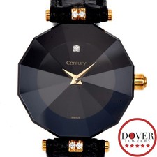 Century Swiss relógio de quartzo feminino ouro 18K 24 mm mostrador preto facetado US$ 2.500,00 SEM RESERVA comprar usado  Enviando para Brazil