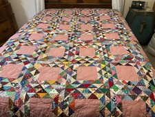Usado, Colcha de retalhos vintage costurada à mão acolchoada multicolorida - 75” X 88” comprar usado  Enviando para Brazil