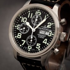 zeno - watch Basel automatic chronograph pilot valjoux 7750 date black dial comprar usado  Enviando para Brazil