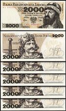 Poland 2000 Zloty 1979, UNC, 5 szt LOT, P-147b, Mieszko I na sprzedaż  Wysyłka do Poland