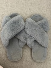 Grey fluffy slippers for sale  LYMM