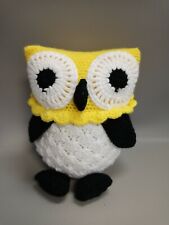 L👀K Vintage Feito à Mão Coruja Recheada de Crochê 9" Preto Branco e Amarelo comprar usado  Enviando para Brazil