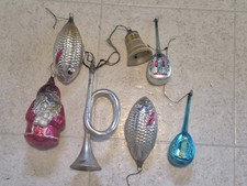 Usado, Lote de enfeites de Natal musicais antigos de bandolim de vidro Papai Noel peixe sino comprar usado  Enviando para Brazil