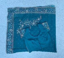 Turquoise saree silver for sale  DUDLEY