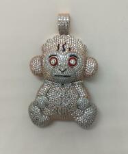 Incrível Pingente Moda Baby Monkey Teddy Design Olhos Brilhantes Prata 925 Totalmente CZ, usado comprar usado  Enviando para Brazil