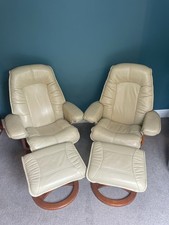 Cream leather recliner for sale  GRIMSBY