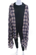 Poncho BLESS N°70 feminino tecido xadrez malha espanador gola redonda bege marinho tamanho único, usado comprar usado  Enviando para Brazil