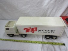 CAMINHÃO DE AÇO PRENSADO VINTAGE ERTL SEMI TRATOR REBOQUE TRANSPORTADOR TONYS FOOD SERVICE, usado comprar usado  Enviando para Brazil