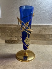 Vaso KG & C de cristal austríaco folheado a ouro 24k beija-flor e azul cobalto rosa 9"" comprar usado  Enviando para Brazil