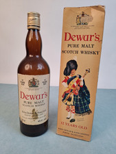 Garrafa de uísque escocês Dewar's Pure Malt vazia com caixa original 75cl vintage, usado comprar usado  Enviando para Brazil