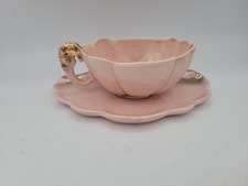 Xícara de chá e pires decorativos de cerâmica vintage rosa concha marinha cabo de cavalo-marinho comprar usado  Enviando para Brazil
