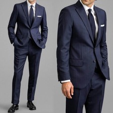 Ternos masculinos listras de giz peito único ajuste regular formal casamento noivo tiras de desgaste, usado comprar usado  Enviando para Brazil