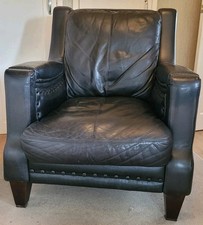 Black leather armchair for sale  STOCKPORT