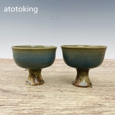 Porcelana antiga 3,8" Song Jun forno copo alto A par, usado comprar usado  Enviando para Brazil