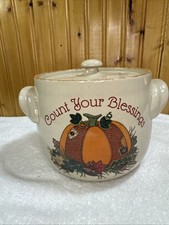 Usado, Cookie Jar Crock CONTE SUAS BÊNÇÃOS Colheita de Outono por Home & Garden Party 2004 comprar usado  Enviando para Brazil
