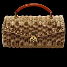 Usado, Bolsa de mão vintage revestida de vime alça acrílica Walborg feita em Hong Kong comprar usado  Enviando para Brazil