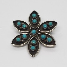 Broche vintage nativo americano ZUNI turquesa floco de neve Petit Point década de 1960 comprar usado  Enviando para Brazil