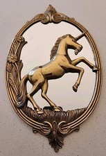 Vintage Brass Unicorn Oval Framed Wall Mirror. 33cm x 21cm. EC comprar usado Vintage Brass Unicorn Oval Framed Wall Mirror. 33cm x 21cm. EC comprar usado  Enviando para Brazil