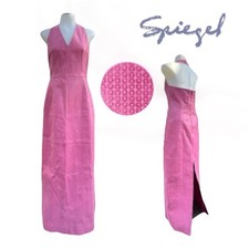 Vintage Anos 90 Y2K Spiegel Feminino 6 Vestido de Couro Genuíno Longo Halter Barbie ROSA comprar usado  Enviando para Brazil