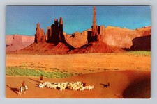 Cartão postal vintage Monument Valley AZ-Arizona Navajo crianças descanso ovelha no totem comprar usado  Enviando para Brazil