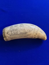 Dente de baleia falso antigo/antigo Scrimshaw baleeiro águia senhora liberdade antigo 447g comprar usado  Enviando para Brazil