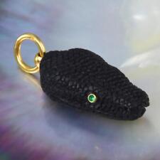 Pingente de cabeça de cobra escultura em chifre preto ouro Vermeil e olhos de esmeralda 6,26 g comprar usado  Enviando para Brazil