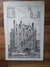 Placa de litografia antiga School Deansgate Manchester C1885. Arquitetônico , usado comprar usado  Enviando para Brazil