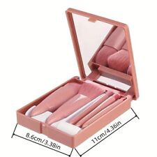 Usado, Conjunto de 5 pincéis de maquiagem de viagem, kit funcional completo com espelho e estojo comprar usado  Enviando para Brazil