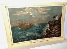 IL NAUFRAGIO DEL LANCIONE RIO-PARDO Litografia dell'800 acquerellata comprar usado  Enviando para Brazil