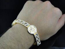 Usado, Pulseira masculina chave grega folheada a ouro amarelo 14K moissanita natural 2,50 ctw 9" comprar usado  Enviando para Brazil