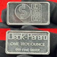 Barra de prata fina vintage Deak Perera 1 oz .999 com bolsa original, usado comprar usado  Enviando para Brazil