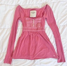 Usado, Rare Abercrombie and Fitch Babydoll Pastel Pink Longsleeve Top with Waistband comprar usado  Enviando para Brazil