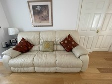 Beige leather sofa for sale  WATFORD