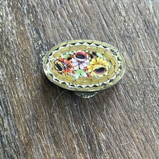 Caixa de comprimidos vintage micro mosaico flor de vidro floral tom prata bugigangas comprar usado  Enviando para Brazil