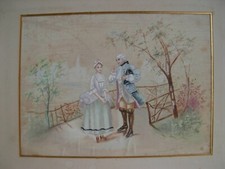 Antique french watercolor d'occasion  Gien