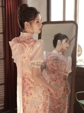 Vestido de noite feminino sexy estilo chinês Qipao lantejoulas Cheongsam renda flor comprar usado  Enviando para Brazil