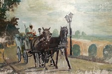 Carruagem de paisagem vintage impressionista pintura a óleo comprar usado  Enviando para Brazil