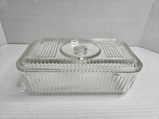 CHIP Vintage Anchor Hocking Retangular Vidro Transparente com nervuras Tampa de Prato de Geladeira comprar usado  Enviando para Brazil