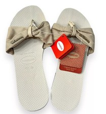 Chinelos femininos originais HAVAIANAS St Tropez brilho arco bege 7/8-9/10-11/12 comprar usado  Enviando para Brazil