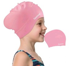 Boné de natação Vvinca infantil para tranças de cabelo longo encaracolado, 1 silicone rosa à prova d'água... comprar usado  Enviando para Brazil
